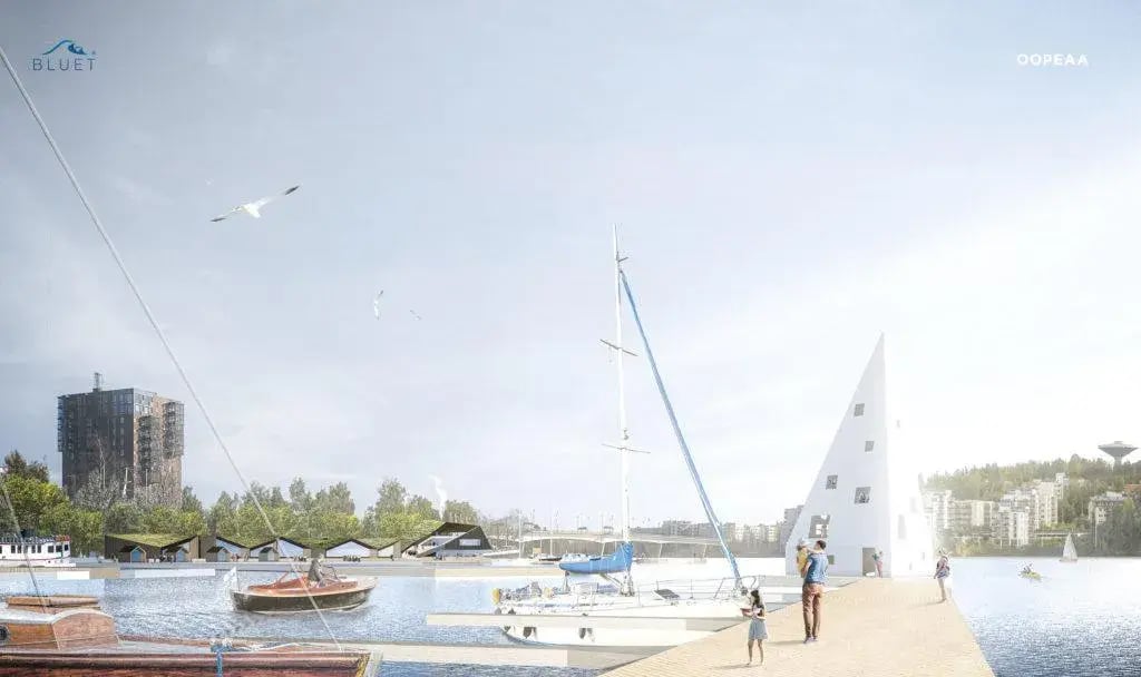 Jyväskylä Lutakko kelluva uimala vesiurheilu visio