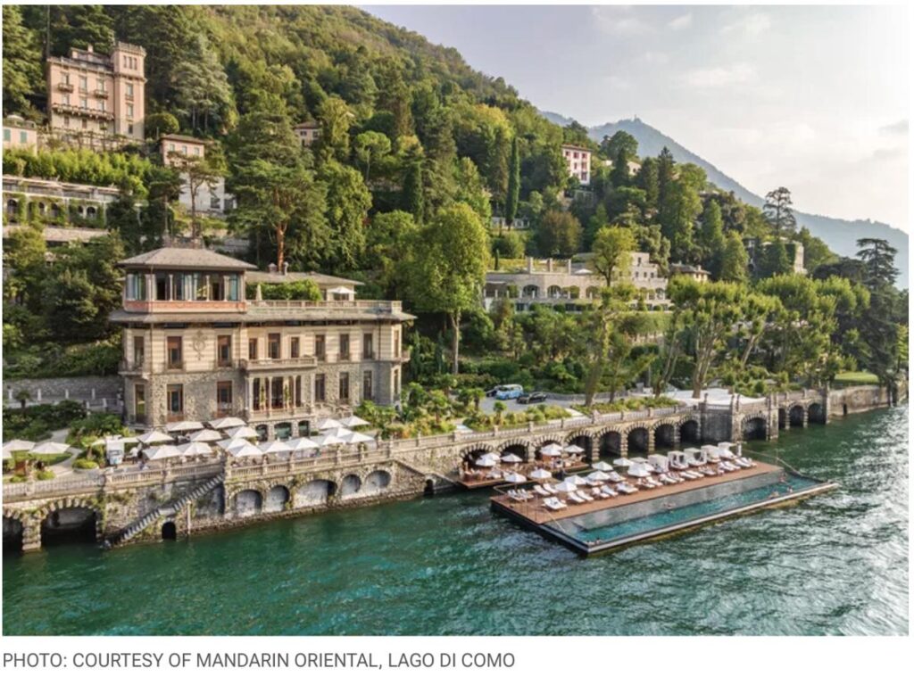 Floating pool at Mandarin Oriental Lago di Como